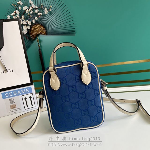 Gucci古馳包包 G家2020新款男包 款號:625850 古奇小號手提肩背男包 藍色  gdj1260